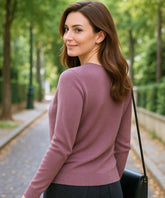 Comprar blusa feminina manga longa de tricot lilás com decote V elegante para inverno casual com estilo sofisticado cashemere ZARA